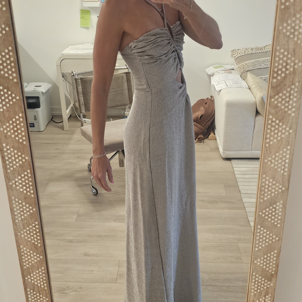PatBO LUREX SILVER CUT OUT MAXI DRESS SZ 6 US - Picture 14 of 15